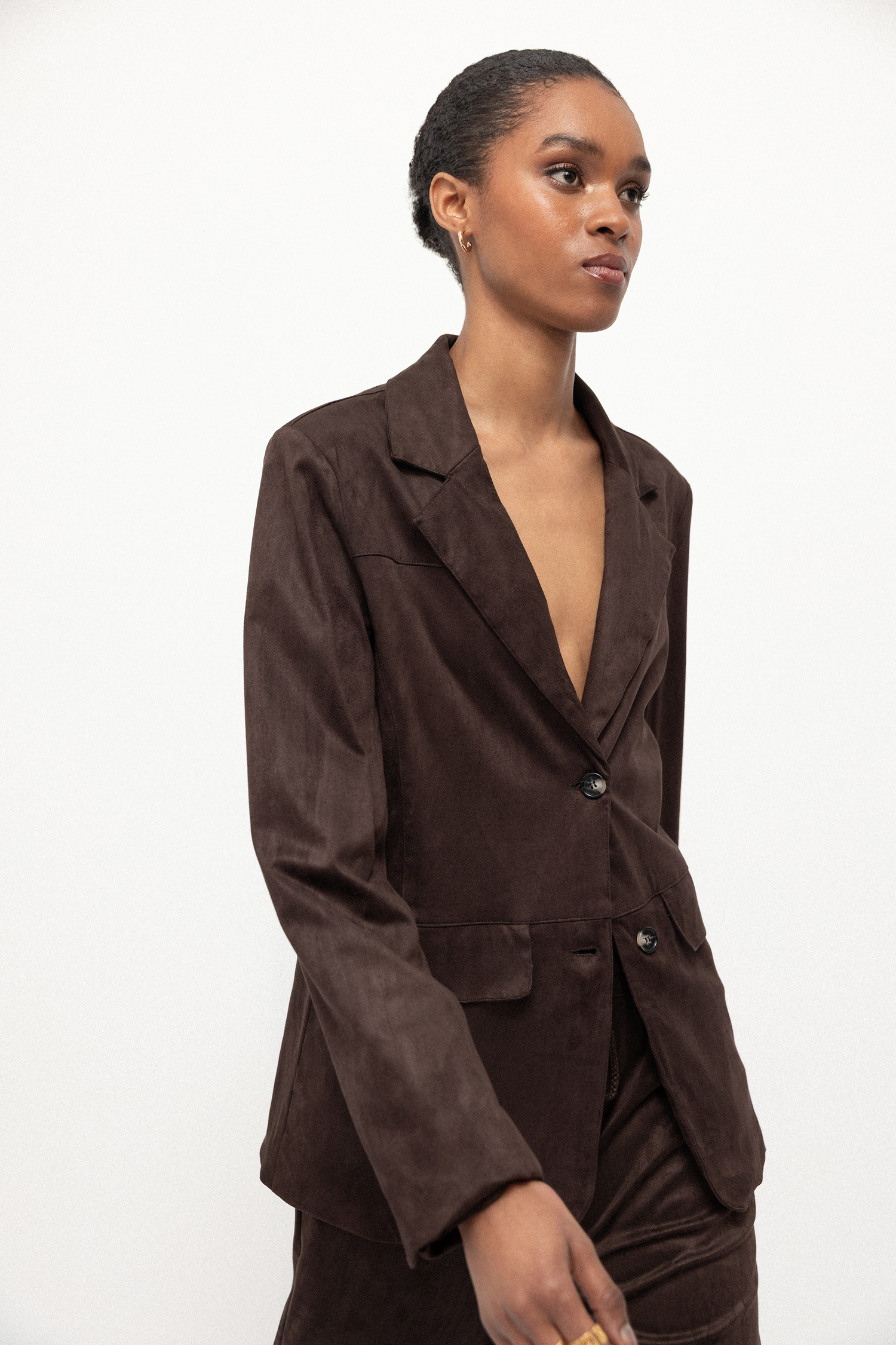 Suede Effect Blazer Dark Brown for Woman | LANIDOR