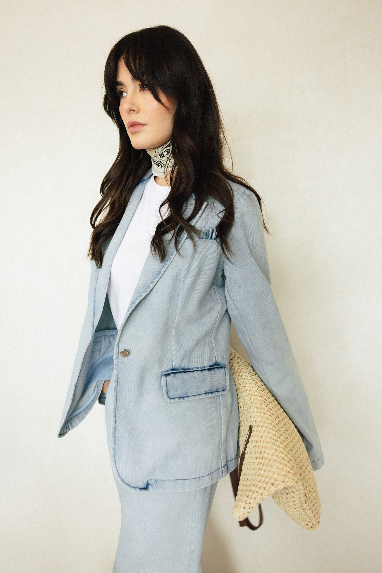 Blazer Efeito Lavagem de Ganga Azul Ganga para Mulher | LANIDOR